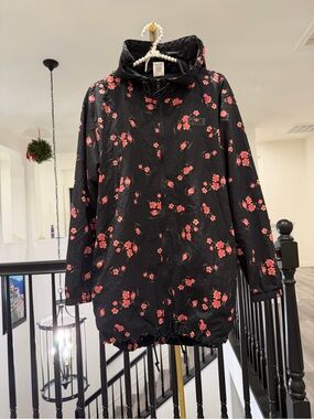 PINK Victoria's Secret Black Floral Anorak Jacket